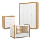 Quarto De Bebe 4 Portas Tutto New Com Capitonê New Boucle E Gaveteiro Freijó Branco Acetinado - Matic