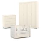 Quarto de Bebe 4 Portas Tutto New com Capitonê New Boucle e Gaveteiro Off White - Matic