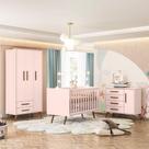 Quarto De Bebê Ambiente Retrô Rosa - Qmovi Quarto De Bebê Ambiente Retrô Rosa - Qmovi