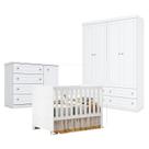 Quarto de Bebê Americano 4 Portas com Berço Americano Katatau Branco Acetinado Reller - Henn
