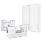 Quarto de Bebê Americano 4 Portas com Berço Americano Multifuncional Formare Branco Acetinado Matic - Henn