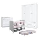 Quarto de Bebê Americano 4 Portas com Berço Nacional Mel Branco Acetinado Reller - Henn e Colchão Gazin. Quarto de Bebê Americano 4 Portas com Berço Nacional Mel Branco Acetinado Reller - Henn e Colchão Gazin.
