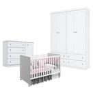 Quarto de Bebê Americano 4 Portas com Berço Nacional Mel Branco Acetinado Reller - Henn