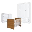 Quarto De Bebê Americano 4 Portas Com Berço Nacional Mel Branco Savana - Reller - Henn