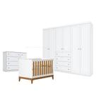 Quarto de Bebê Americano 6 Portas com Berço Americano Flip Branco Acetinado Savana Reller - Henn