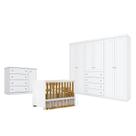 Quarto de Bebê Americano 6 Portas com Berço Americano Katatau Branco Acetinado Savana Reller - Henn