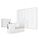 Quarto de Bebê Americano 6 Portas com Berço Americano Multifuncional Formare Branco Acetinado Matic - Henn