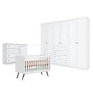 Quarto de Bebê Americano 6 Portas com Berço Americano Q Encanto 3820 Retrô Branco Acetinado - Qmovi - Henn