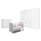 Quarto de Bebê Americano 6 Portas com Berço Nacional Mel Branco Acetinado Reller - Henn