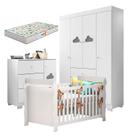 Quarto de Bebê Ane com Berço Americano Lara Branco Brilho com Colchão Gazin Phoenix Baby