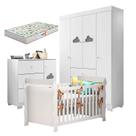 Quarto de Bebê Ane com Berço Americano Lara Branco Brilho com Colchão Gazin Phoenix Baby