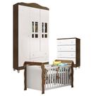 Quarto De Bebê Ariel 3 Portas Com Gaveteiro E Berço Lara Branco Acetinado Amadeirado Carolina