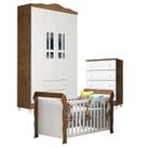Quarto de Bebê Ariel 4 Portas com Gaveteiro e Berço Lara Branco Acetinado Amadeirado Carolina Quarto de Bebê Ariel 4 Portas com Gaveteiro e Berço Lara Branco Acetinado Amadeirado Carolina