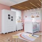 Quarto de Bebê Berço 3 em 1, Guarda-roupa e Cômoda com Janelas 100% MDF Nina Espresso Móveis