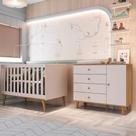 Quarto de Bebê Berço 3 em 1 Retrô Ludmila Cômoda com Fraldário Ligia Off White Carolina Baby