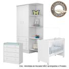 Quarto de Bebê Berço c/Rod Colchão Nana Guarda Roupa Cômoda Doce Sonho Branco Qmovi Umaflex