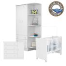 Quarto de Bebê Berço c/Rod Colchão Physical Guarda Roupa Cômoda Doce Sonho Branco Qmovi Ortobom Quarto de Bebê Berço c/Rod Colchão Physical Guarda Roupa Cômoda Doce Sonho Branco Qmovi Ortobom