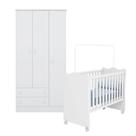 Quarto de Bebê Berço c/Rod e Guarda Roupa Doce Sonho Branco Qmovi