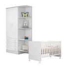 Quarto de Bebê Berço c/Rod e Guarda Roupa Doce Sonho Branco Qmovi