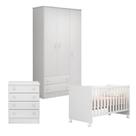 Quarto de Bebê Berço c/Rod Guarda Roupa Cômoda Doce Sonho Branco Qmovi