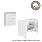 Quarto de Bebê Berço c/ Rodízios Colchão Light e Cômoda Doce Sonho Branco Qmovi Ortobom