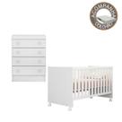 Quarto de Bebê Berço c/ Rodízios Colchão Light e Cômoda Doce Sonho Branco Qmovi Ortobom