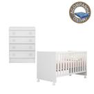 Quarto de Bebê Berço c/ Rodízios Colchão Physical e Cômoda Doce Sonho Branco Qmovi Ortobom