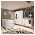 Quarto de Bebê Berço Capitonê Guarda-Roupa e Cômoda com Janelas 100% MDF Retrô Kakau Espresso Móveis Branco/Brilho/Amêndoa Quarto de Bebê Berço Capitonê Guarda-Roupa e Cômoda com Janelas 100% MDF Retrô Kakau Espresso Móveis Branco/Brilho/Amêndoa