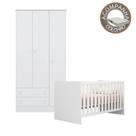 Quarto de Bebê Berço Colchão Light e Guarda Roupa Doce Sonho Branco Qmovi Ortobom
