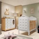 Quarto de Bebê Berço com Capitonê e Cômoda 4 Gavetas 100% Mdf Maya Provençal Yescasa