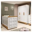 Quarto de Bebê Berço com Capitonê e Guarda-roupa 100% Mdf Retrô Kakau Yescasa Quarto de Bebê Berço com Capitonê e Guarda-roupa 100% Mdf Retrô Kakau Yescasa