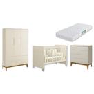 Quarto de Bebê Berço Evolution Cômoda 4G Guarda Roupa 3P Classic Com Colchão