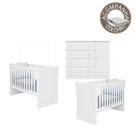 Quarto de Bebê Berço Gemeos Colchão Light e Cômoda Doce Sonho Branco Qmovi Ortobom