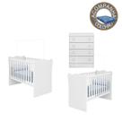 Quarto de Bebê Berço Gemeos Colchão Physical e Cômoda Doce Sonho Branco Qmovi Ortobom
