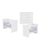 Quarto de Bebê Berço Gemeos e Cômoda Doce Sonho Branco Qmovi