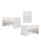 Quarto de Bebê Berço Gemeos e Cômoda Doce Sonho Branco Qmovi