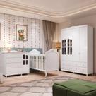 Quarto de Bebê Berço Guarda Roupa e Cômoda com Janela Maya Clássico Espresso Móveis Branco/Brilho Quarto de Bebê Berço Guarda Roupa e Cômoda com Janela Maya Clássico Espresso Móveis Branco/Brilho