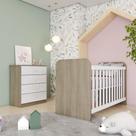 Quarto de Bebê Berço Mini Cama com Cômoda Sonho Encantado Espresso Móveis Rústico/Branco Quarto de Bebê Berço Mini Cama com Cômoda Sonho Encantado Espresso Móveis Rústico/Branco