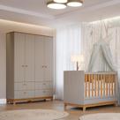 Quarto de Bebê Berço Mini Cama e Guarda-Roupa 4 portas 4 gavetas Liza Permobili