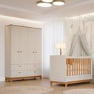 Quarto de Bebê Berço Mini Cama e Guarda-Roupa 4 portas 4 gavetas Liza Permobili