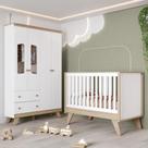 Quarto de Bebê Berço Roupeiro Noah Espresso Móveis Branco/Jequitibá