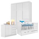 Quarto de Bebê Blenda com Berço Multifuncional Cleo Branco Acetinado Phoenix Quarto de Bebê Blenda com Berço Multifuncional Cleo Branco Acetinado Phoenix