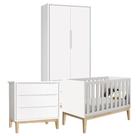 Quarto De Bebê Classic 2 Portas Branco Com Pés Madeira Natural Reller