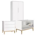 Quarto de Bebê Classic 2 Portas Branco com Pés Madeira Natural Reller