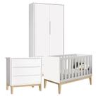Quarto de Bebê Classic 2 Portas Branco com Pés Madeira Natural Reller