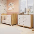 Quarto de Bebê com Berço Americano e Cômoda 1 Porta 4 Gavetas 100% Mdf Mimo Espresso Móveis