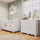 Quarto de Bebê com Berço Americano e Cômoda 1 Porta 4 Gavetas 100% Mdf Mimo Espresso Móveis