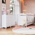 Quarto de Bebê com Berço Americano e Cômoda 1 Porta Nina Espresso Móveis Branco Brilho Quarto de Bebê com Berço Americano e Cômoda 1 Porta Nina Espresso Móveis Branco Brilho