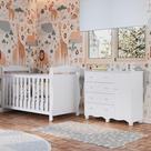 Quarto de Bebê com Berço Americano e Cômoda 1 Porta Nina Espresso Móveis Branco Brilho Quarto de Bebê com Berço Americano e Cômoda 1 Porta Nina Espresso Móveis Branco Brilho