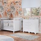 Quarto de Bebê com Berço Americano e Cômoda 1 Porta Nina Espresso Móveis